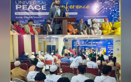 Adv. Nizam A. Khan Calls for Interfaith Harmony at Universal Peace Conference in Hyderabad